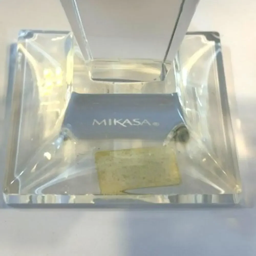 Vintage Mikasa Delray Crystal Glass Taper Candle Holders Set 2 Modern Geometric